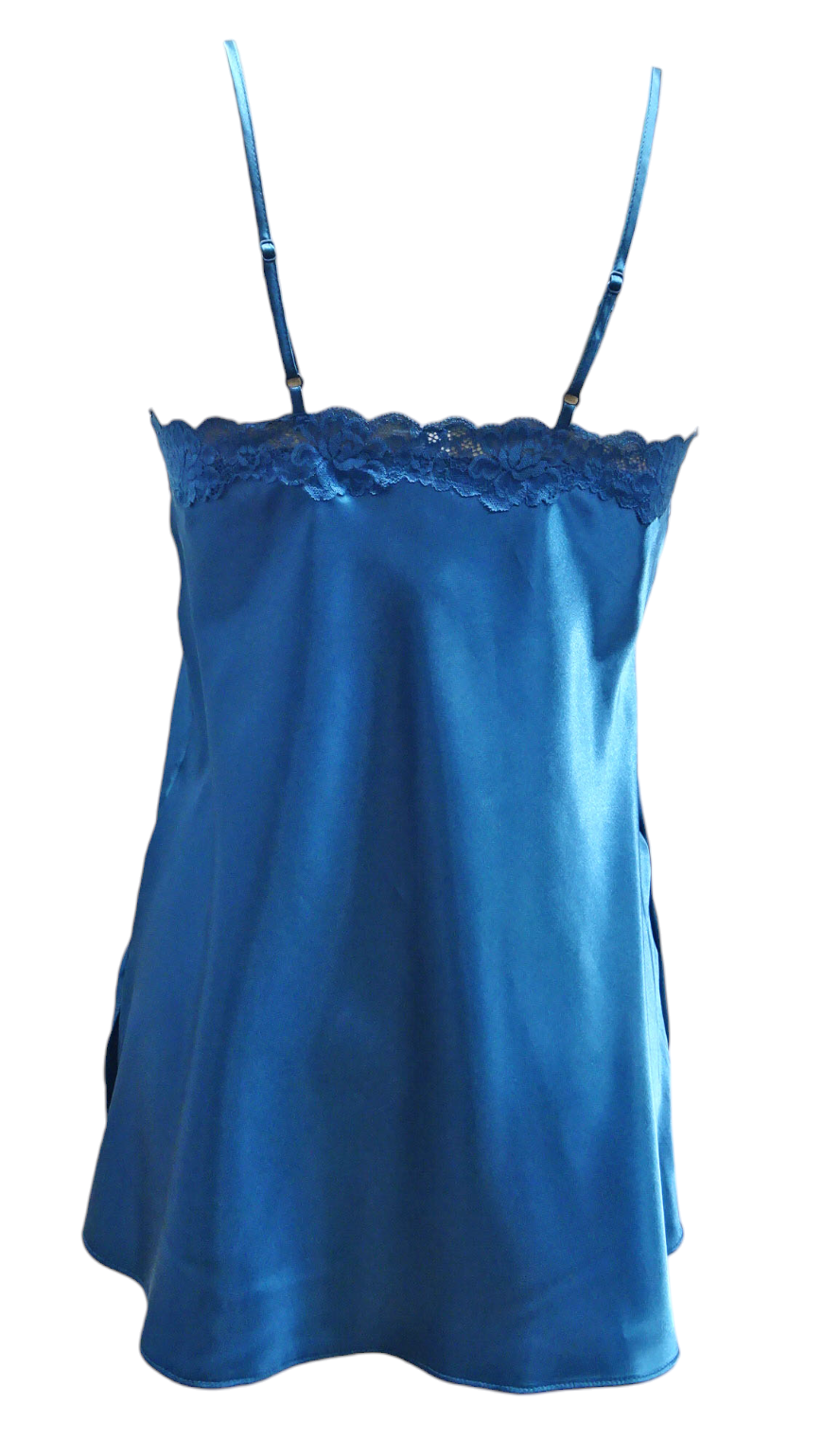 Escante Satin Lace Chemise with Side Slit Dark Teal