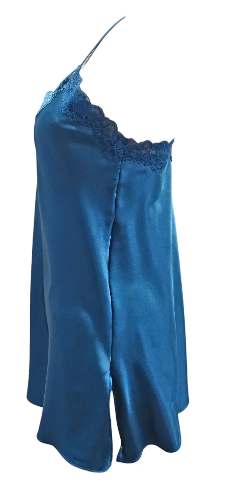 Escante Satin Lace Chemise with Side Slit Dark Teal