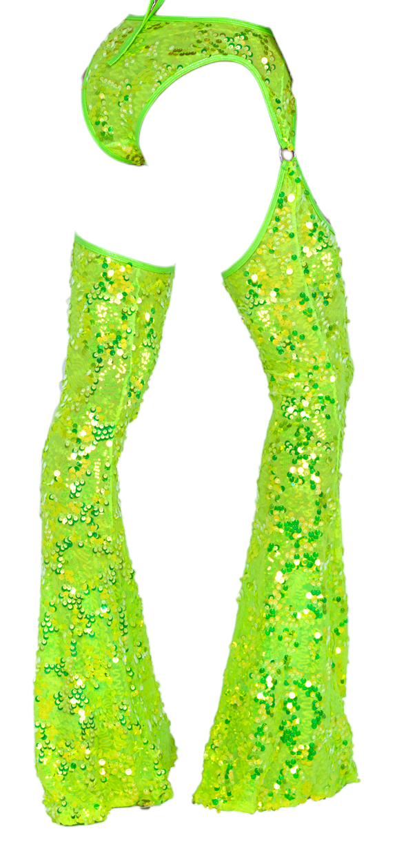 Roma Costume Sequin Chap Shorts With Ring Hardware Neon Yellow