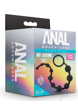 Anal Adventure Platinum Silicone 10 Anal Beads Black