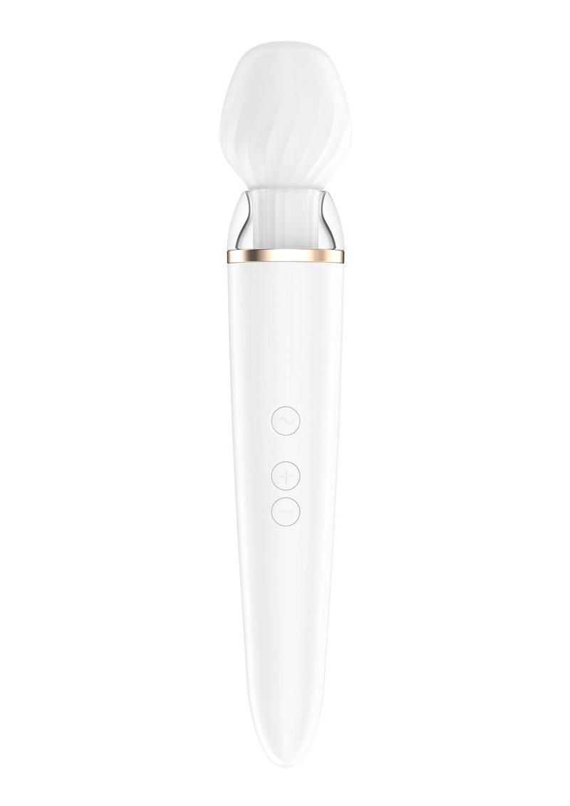 Satisfyer Double Wand-er Rechargeable Silicone Waterproof Massager with Attachments White