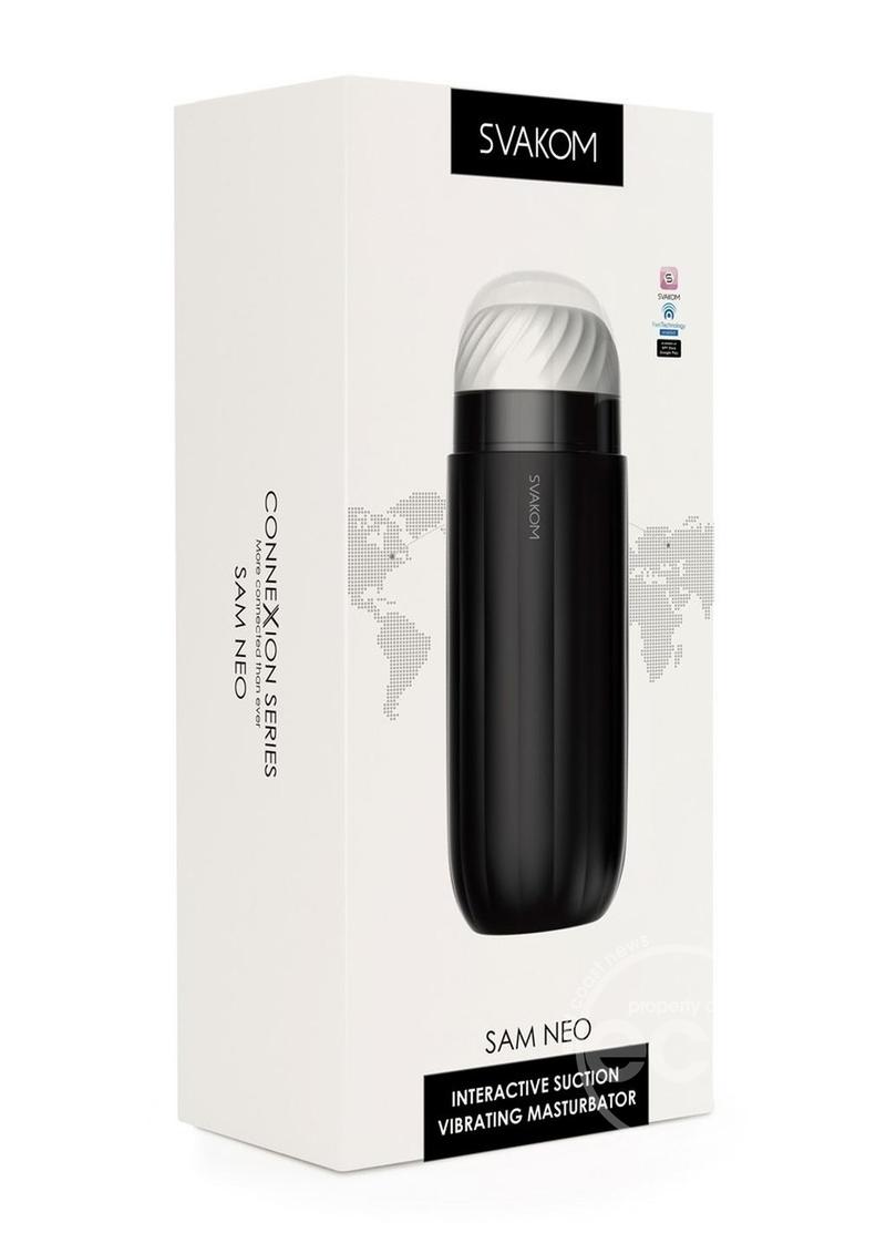 Svakom Sam Neo Silicone App Enabled Rechargeable Stroker Black/White