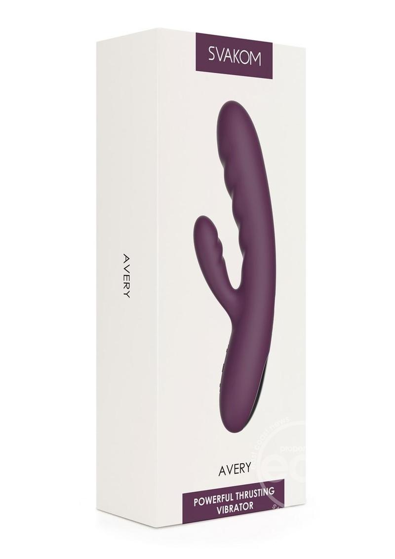 Svakom Avery Silicone Dual Stimulating Thrusting Rabbit Vibrator Violet