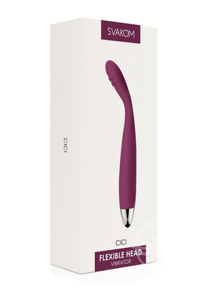 Svakom Cici Silicone Flexible Ribbed Design Slim G-Spot & Clitoral Vibrator Violet/Silver