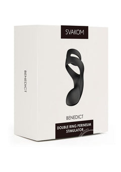 Svakom Benedict Silicone Double Ring Perinium Stimulator Penis Ring Black -  Romantic Blessings