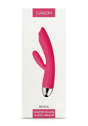 Svakom Trysta Dual Motor Targeted Rolling G-Spot Rabbit Style Vibrator Plum Red/Silver