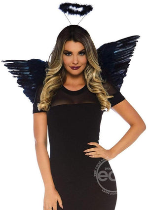 Leg Avenue Feather Angel Wings & Halo Accessory Kit Black One Size