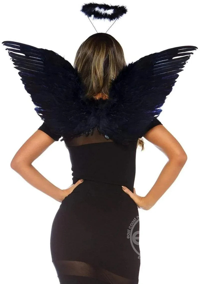 Leg Avenue Feather Angel Wings & Halo Accessory Kit Black One Size
