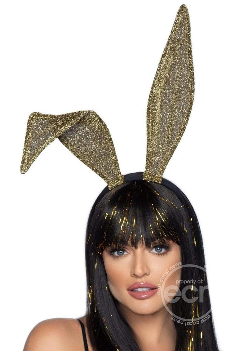 Leg Avenue Glitter Bunny Ears Headband Gold One Size