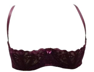 Escante Mix & Match Underwire Cup Bra with Boning & Hook-n-Eye Closure Burgundy