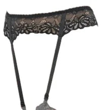 Escante Mix & Match Classic Lace Garter Belt with Hook-N-Eye Back Black