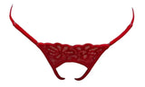 Escante Mix & Match Lace Open Crotch G-String with Slider Sizers Red