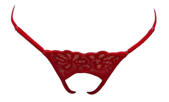 Escante Mix & Match Lace Open Crotch G-String with Slider Sizers Red