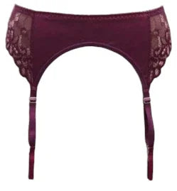 Escante Mix & Match Lace & Satin GarterBelt with Hook-N-Eye Back Burgundy