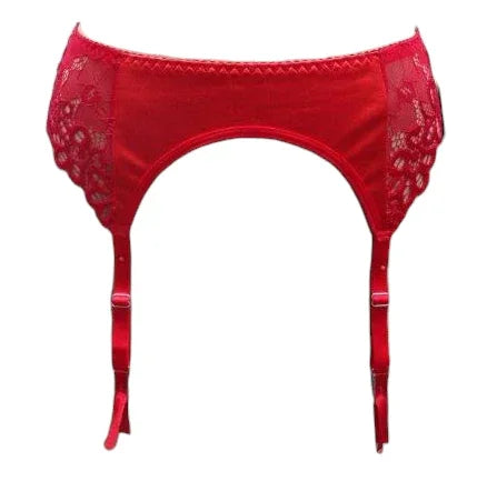 Escante Mix & Match Lace & Satin GarterBelt with Hook-N-Eye Back Red
