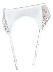 Escante Mix & Match Lace & Satin GarterBelt with Hook-N-Eye Back White