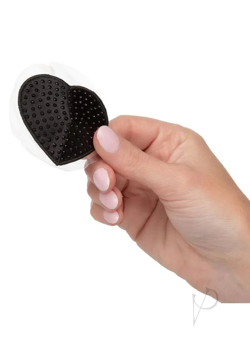 Radiance Heart Pasties with Rhinestone Dots Black One Size