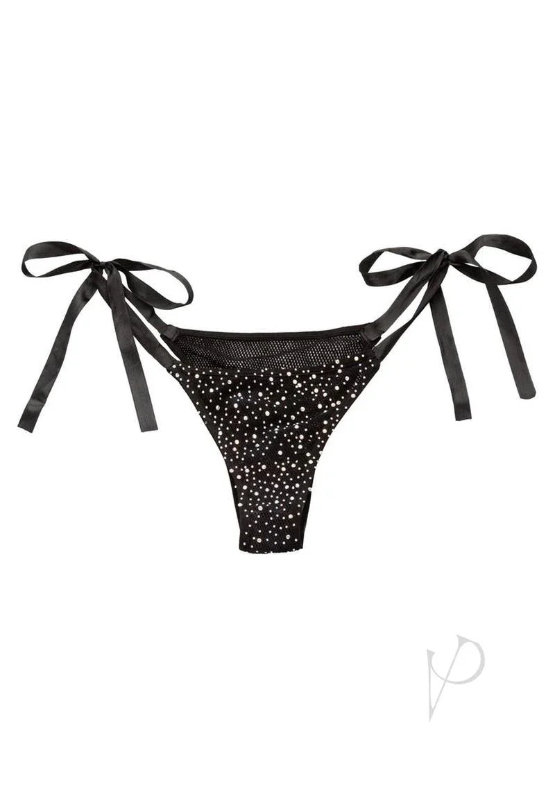 Radiance Side-Tie Panties with Rhinestone Dots Black