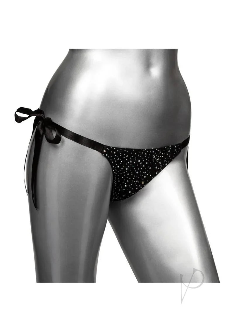 Radiance Side-Tie Panties with Rhinestone Dots Black