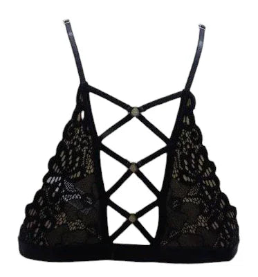 Escante Mix & Match Soft Bralette Top with Criss Cross Back Black