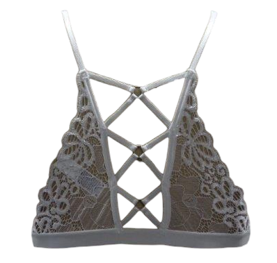 Escante Mix & Match Soft Bralette Top with Criss Cross Back White