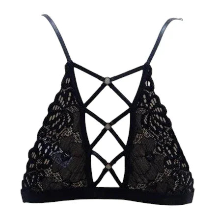 Escante Mix & Match Soft Bralette Top with Criss Cross Back Black