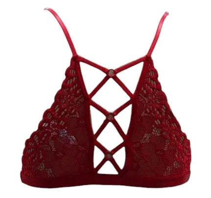 Escante Mix & Match Soft Bralette Top with Criss Cross Back Red