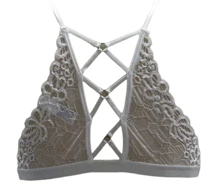 Escante Mix & Match Soft Bralette Top with Criss Cross Back White