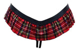 Escante Open Crotch School Girl Skirted Thong Red Plaid
