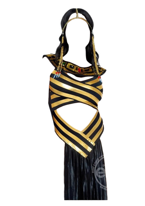 Leg Avenue 3 PC Nile Queen Catsuit Dress with Jewel Collar Head Piece Black/Gold