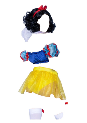 Leg Avenue 3 PC Bad Apple Snow White, Shimmer Halter Bandeau with Organza Puff Sleeves Multi Color