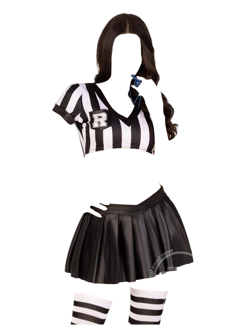 Leg Avenue 3 PC Time Out Ref Crop Top with Pleated Skirt Black/White