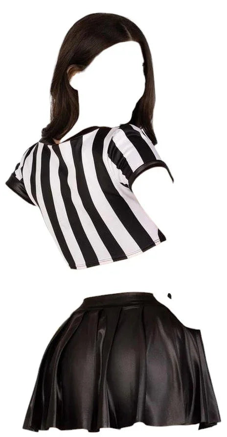 Leg Avenue 3 Delig Time Out Referee Kostuum - Crop Top, Plooirok En Fluitje