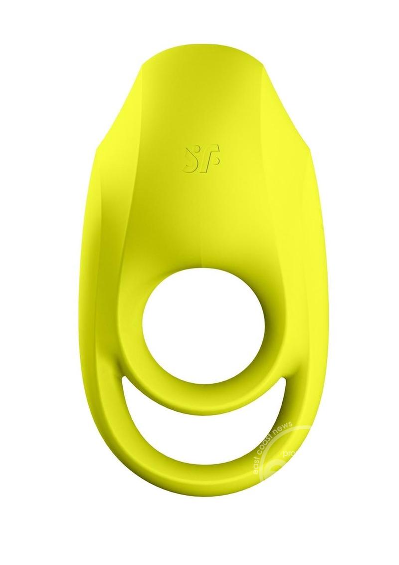 Satisfyer Spectacular Duo Silicone 12 Level Vibrating Penis & Ball Ring Neon Yellow