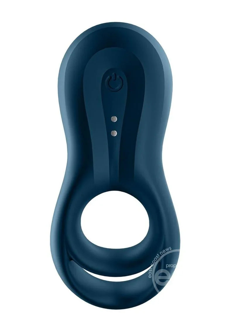 Satisfyer Epic Duo Silicone Vibrating App Enabled Penis & Ball Ring Blue