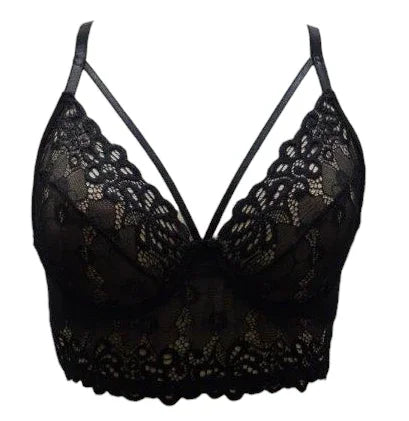 Escante Mix & Match Satin Bralette Top Black