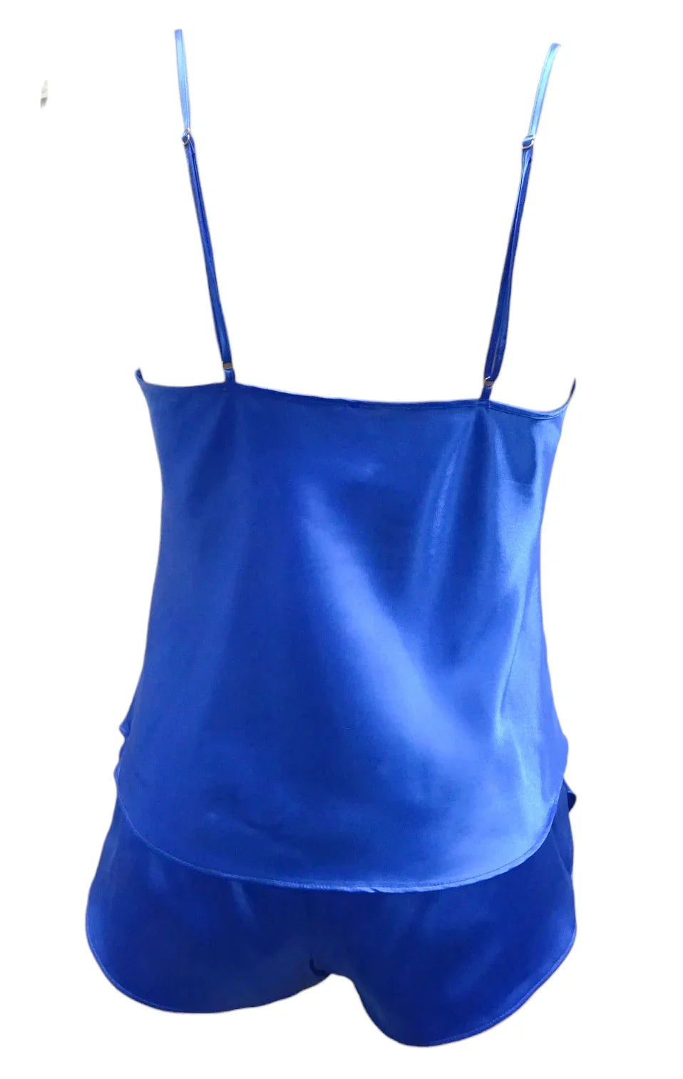 Escante Woven Satin Cowl Neck Cami Top with Matching Shorts Royal Blue
