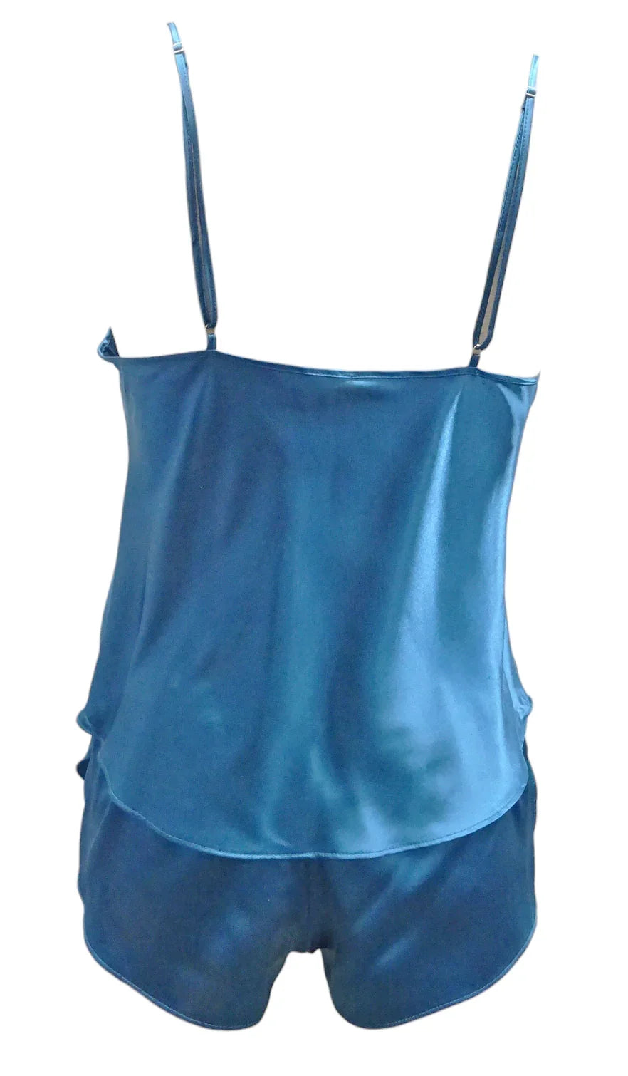 Escante Woven Satin Cowl Neck Cami Top with Matching Shorts Dark Teal