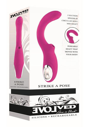 Strike a Pose Rechargeable Silicone Dual Stimulating Vibrator Red