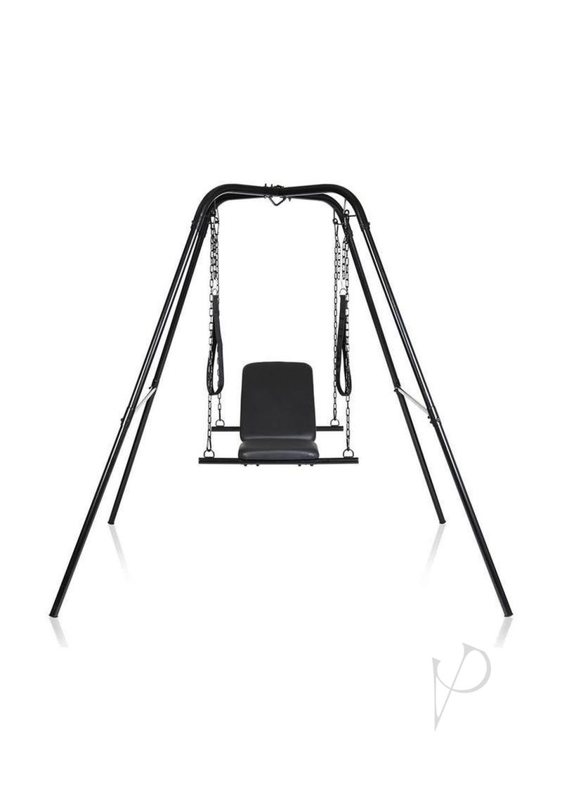 Master Series Throne Adjustable Sex Sling with Stand Black