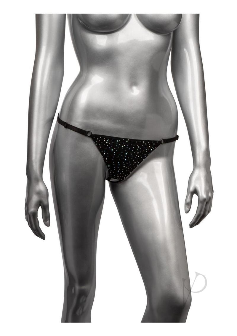 Radiance Crotchless Thong with Rhinestone Dots Black
