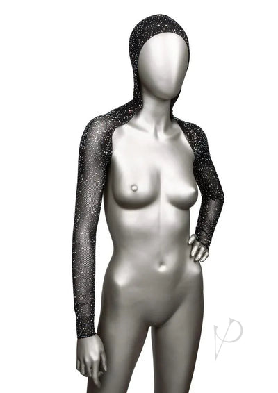 Radiance Hooded Shoulder Shrug with Rhinestone Dots Black