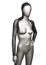 Radiance Hooded Shoulder Shrug with Rhinestone Dots Black