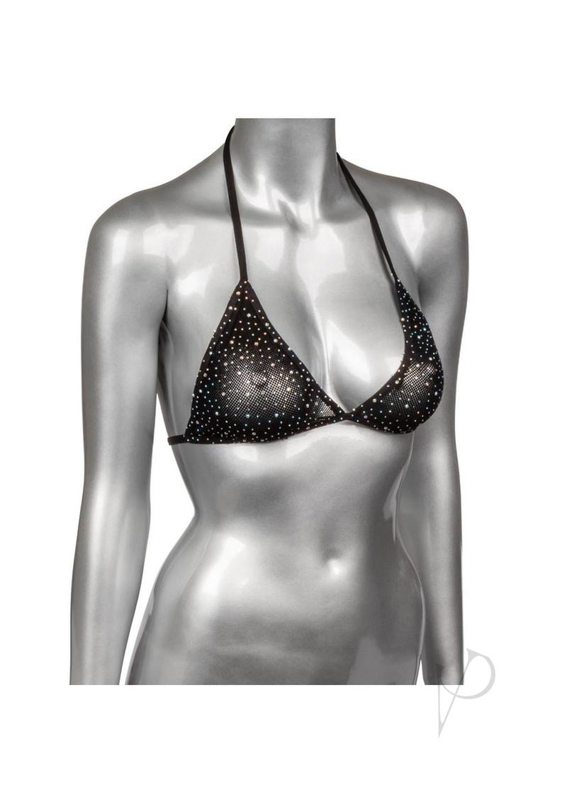Radiance Triangle Bikini Top with Rhinestone Dots Black