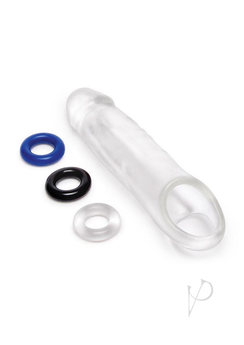 XGen Size Up Classic Clear View 1 in Penis Length & Girth Extender with Ball Loop Clear