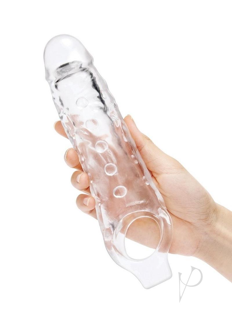 XGen Size Up Studded Clear View 1 in Penis Length & Girth Extender with Ball Loop Clear