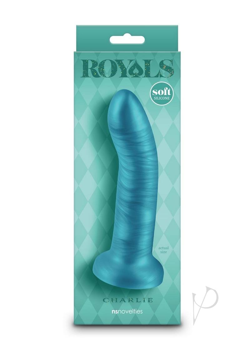 Royals Charlie Plush Silicone Curved Dildo 6 in Teal Blue