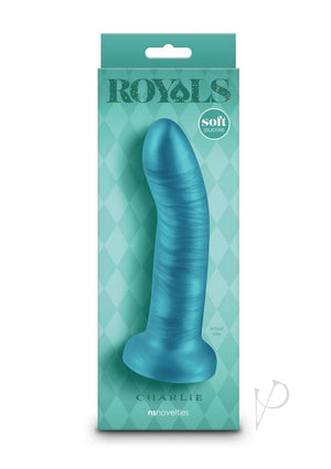 Royals Charlie Plush Silicone Curved Dildo 6 in Teal Blue