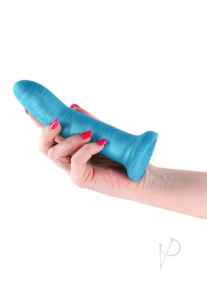 Royals Charlie Plush Silicone Curved Dildo 6 in Teal Blue