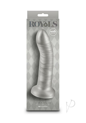 Royals Charlie Plush Silicone Curved Dildo 7 in Silver